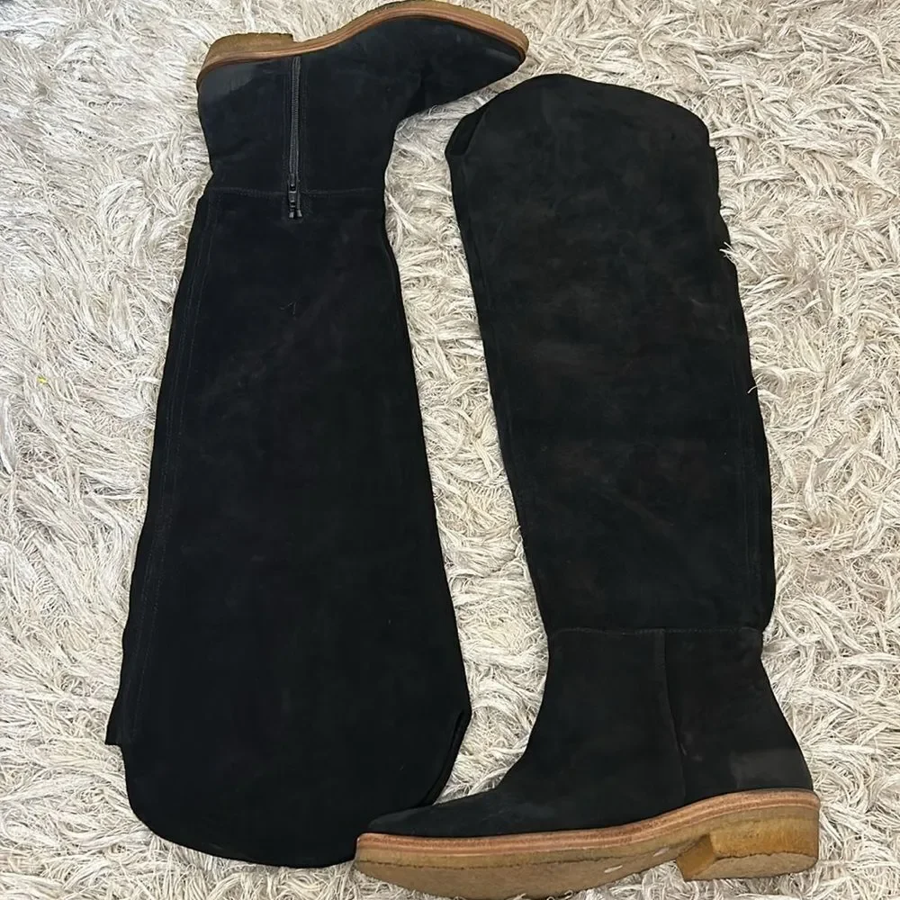 NWOB Free People Banks Suede Slouchy Distressed Over The Knee Boots Sz 36.5/6.5